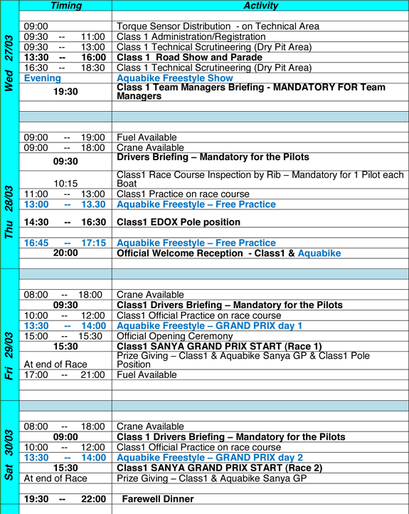 Schedule